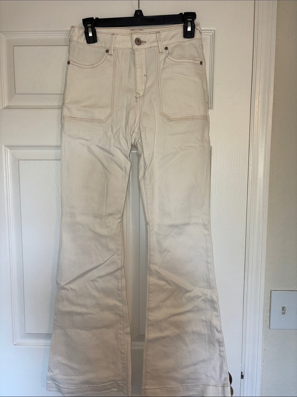 High-Rise Cream Flare Jeans for Women